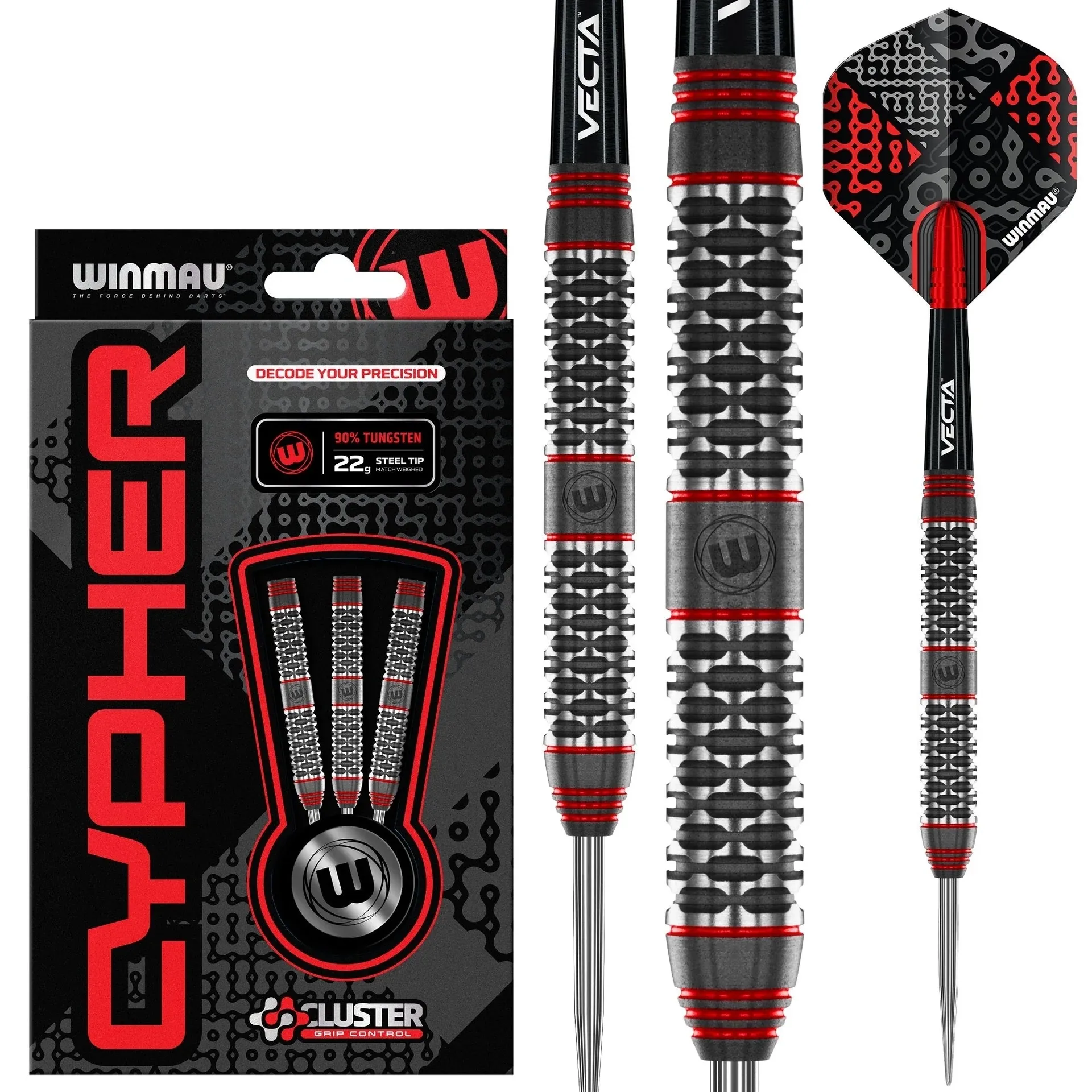 1520cypher22gimage1 Smiginio strėlytės Winmau Winmau Cypher 90% Steel Tip 22 g