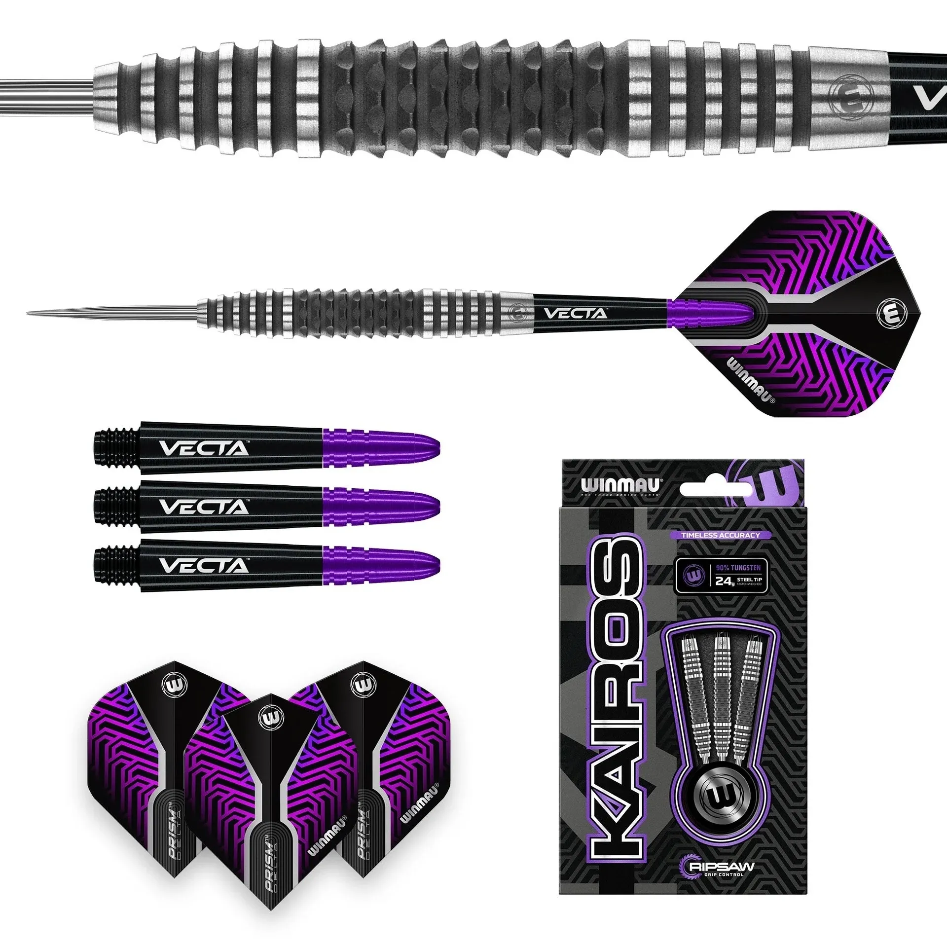 1522kairos24gimage5 Smiginio strėlytės Winmau Kairos 02 90% Steel Tip 24 g
