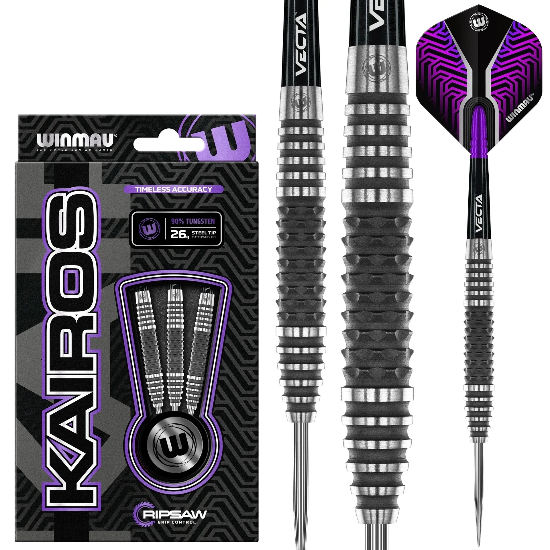 Smiginio strėlytės Winmau Kairos 02 90% Steel Tip 24 g
