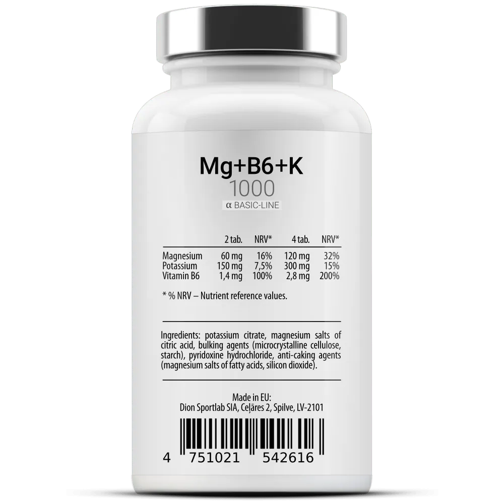 Mg+B6+K 1000 120 tablečių