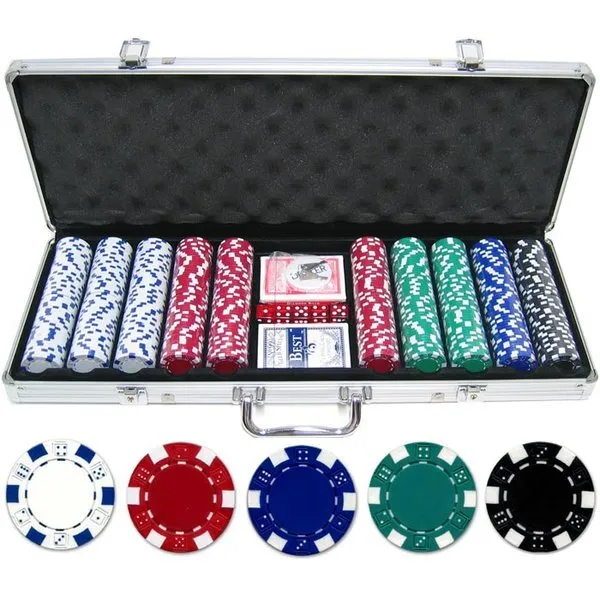 500_piece_dice_poker_chip_set Pokerio žetonų rinkinys Poker Set 500