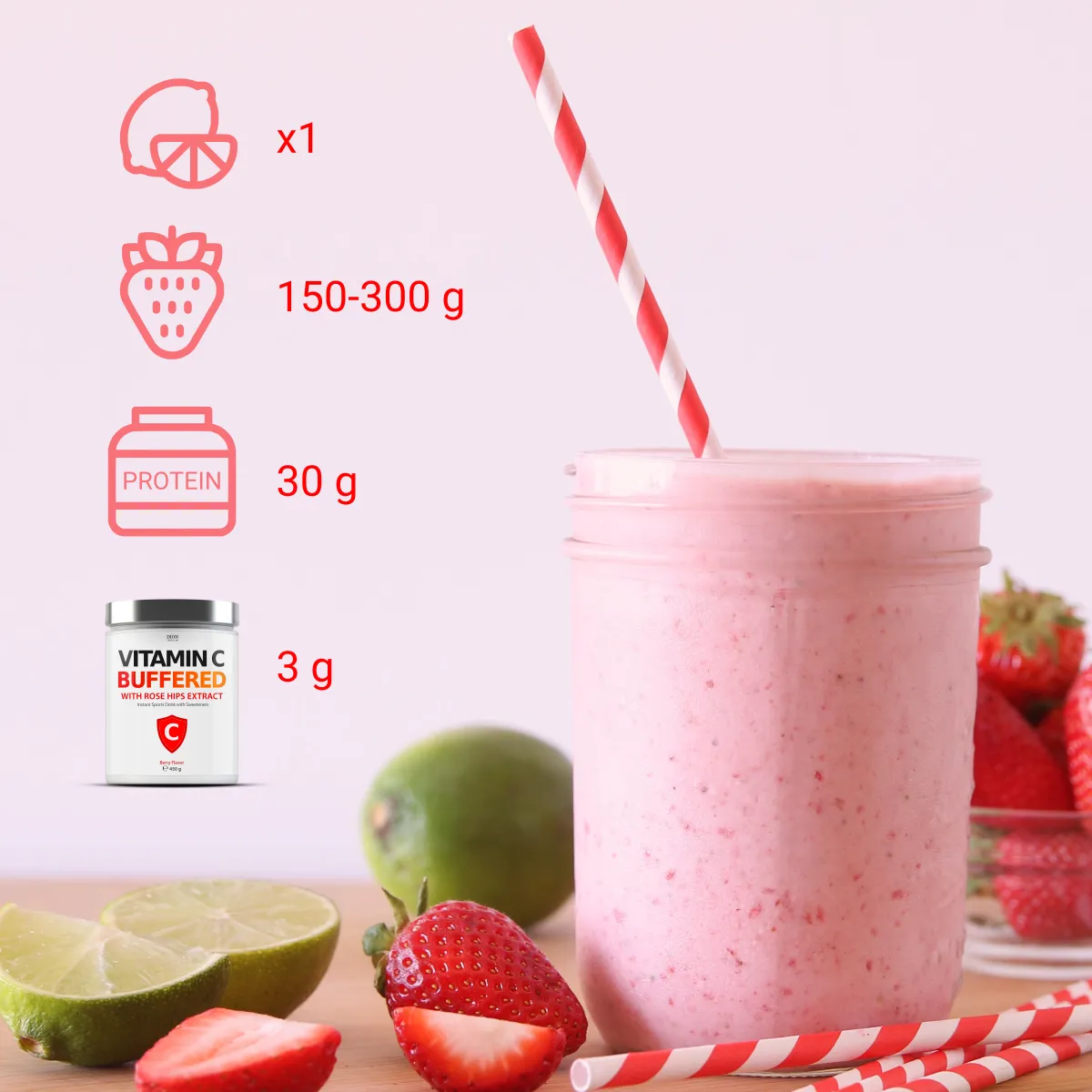 VITAMIN C BUFFERED 180 g su laukinių rožių ekstraktu - Miško uogų sk.