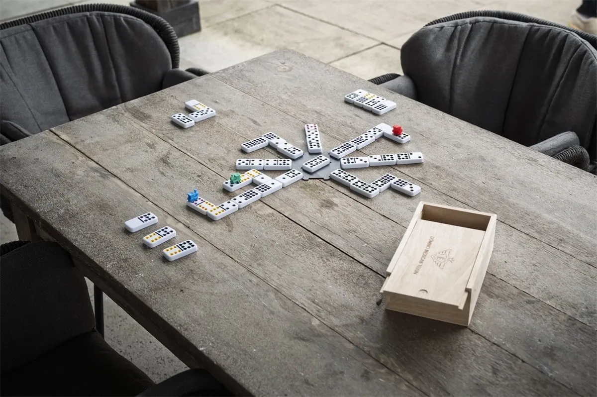 Stalo žaidimas domino Mexican Train Double 9, medinėje dėžutėje, 55 kauliukai