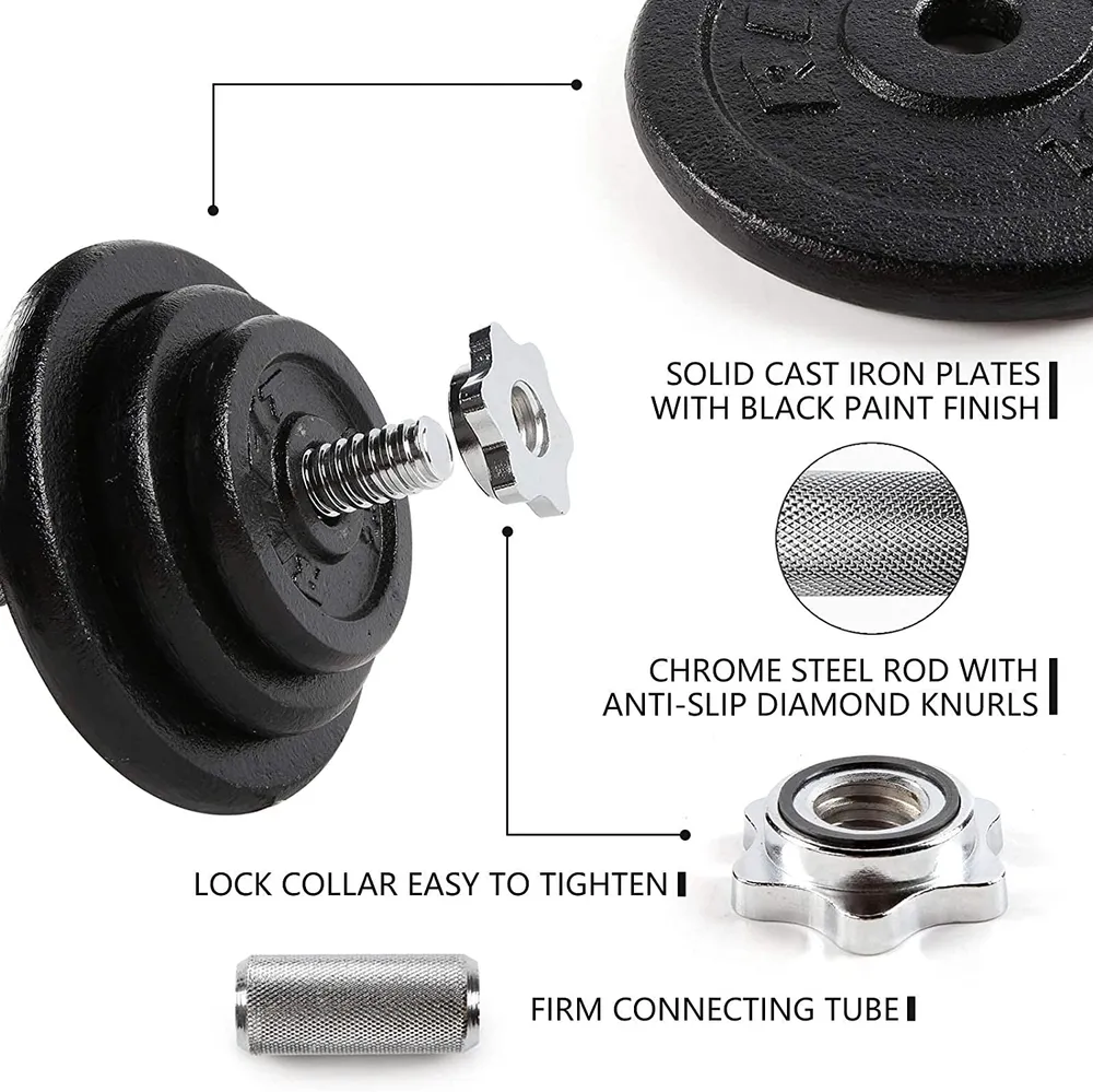Surenkamo hantelio-štangos komplektas su 160cm grifu Prove 50kg (lagamine)