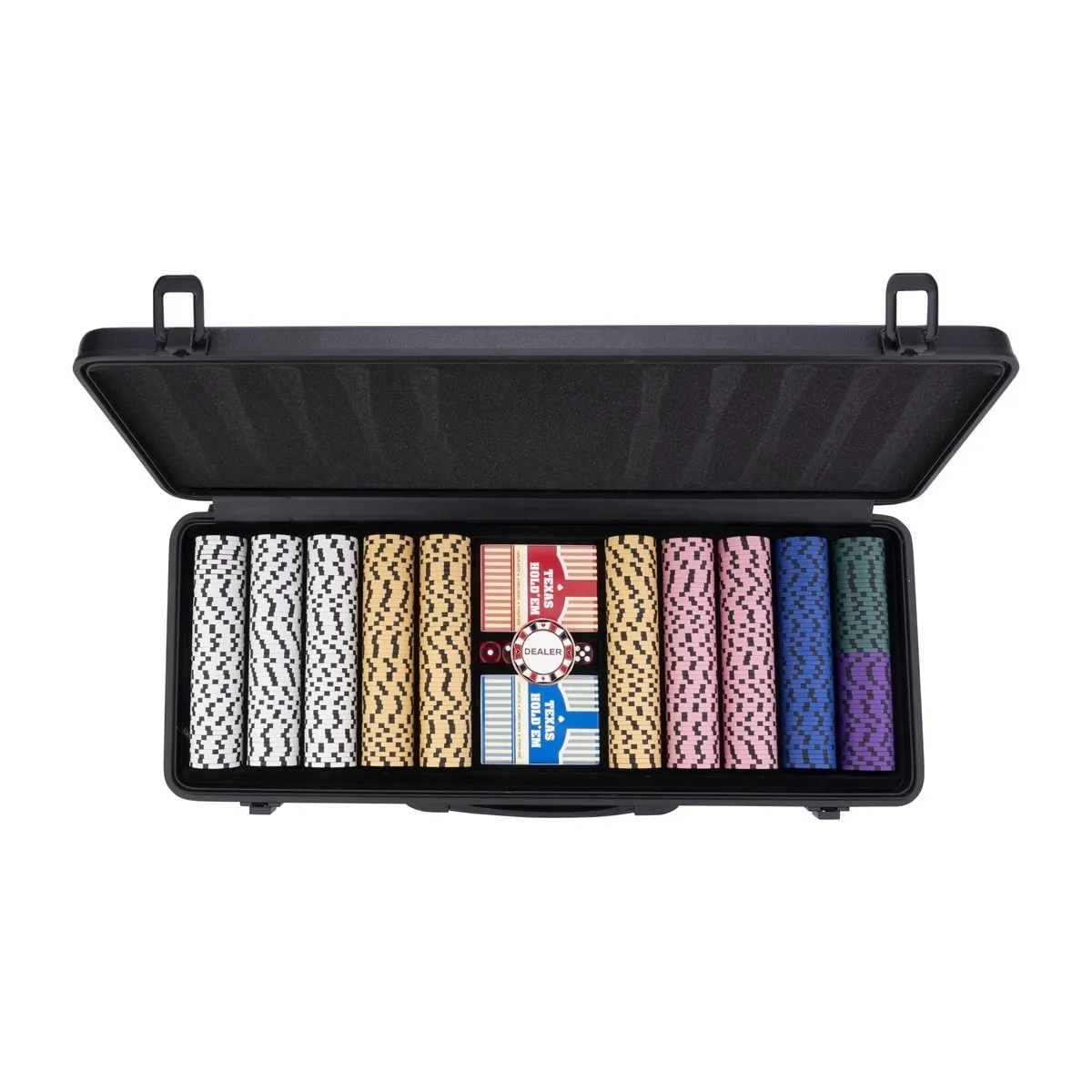 Pokerio rinkinys juodame dėkle 500 žetonų, 14g su vertėmis