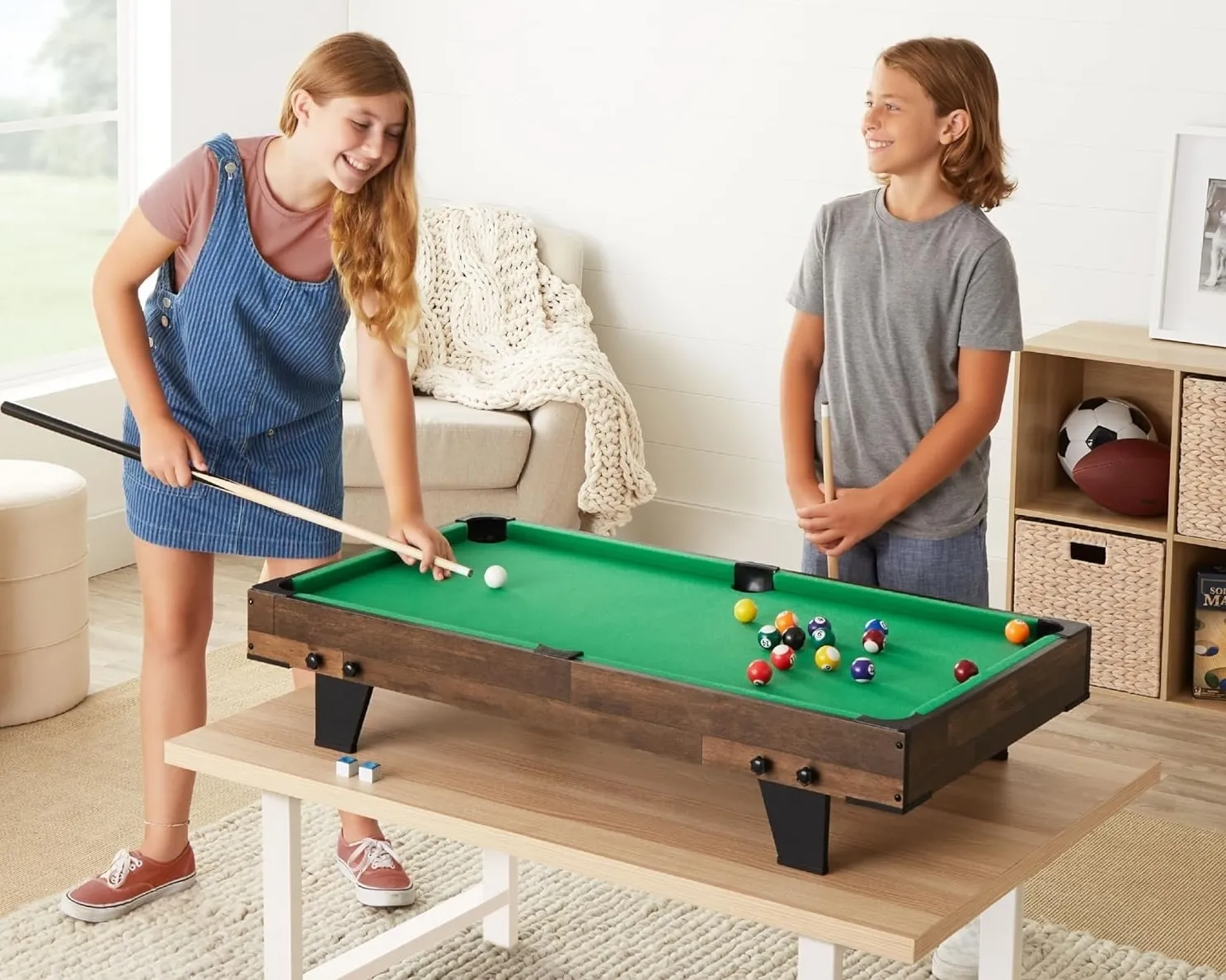 Pulo stalas Bilaro Pool Break (120x60cm) žalias audinys su komplektacija