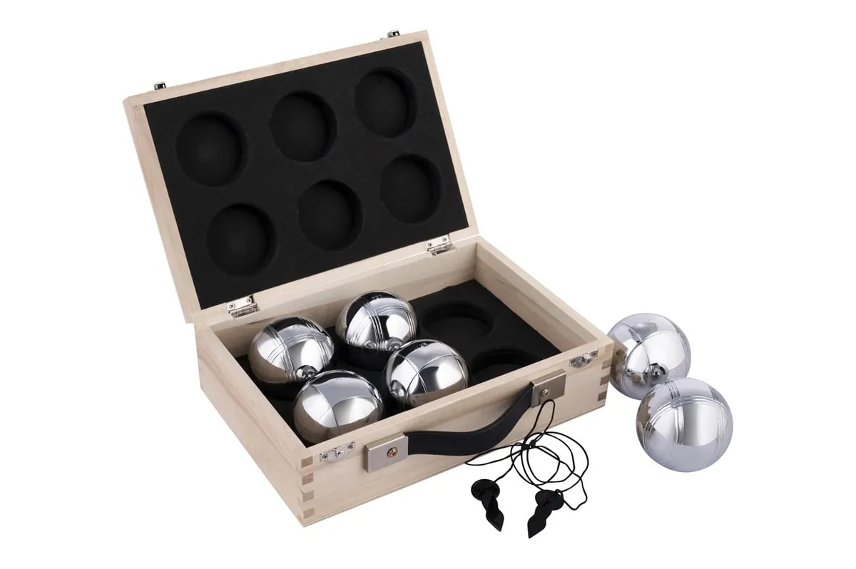 db897b49e576cb8e725dcc16d52056195599382c Petankės rinkinys 6 rutuliai 720gr. medinėje dėžutėje