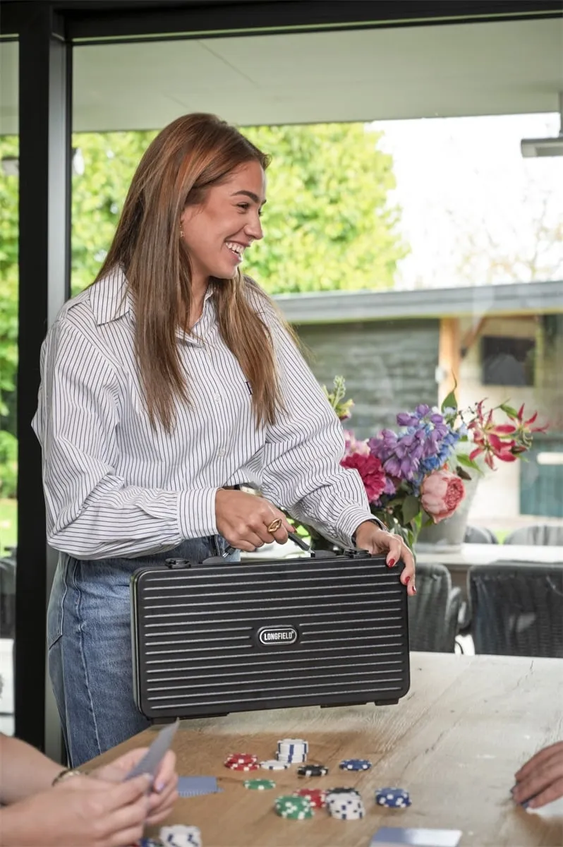 Pokerio rinkinys juodame dėkle 500 žetonų, 14g