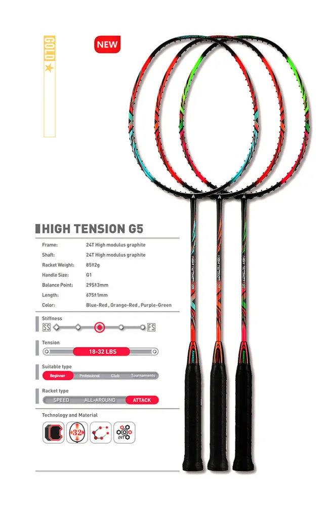 Badmintono raketė Kawasaki G5 (sustyguota)