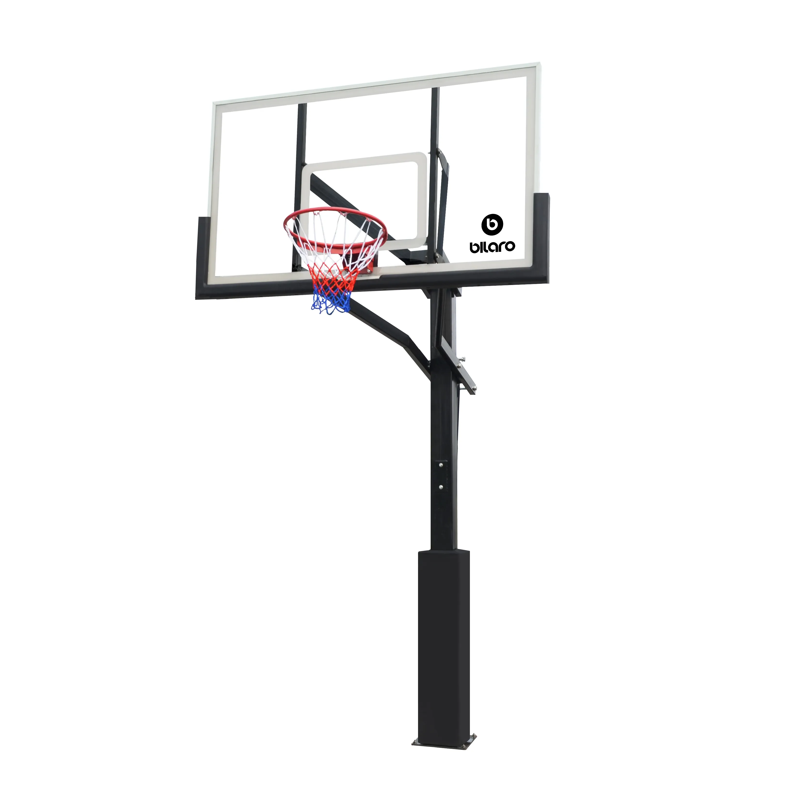 Įbetonuojamas krepšinio stovas Bilaro Tuscon 152x90cm, 10mm grūdintas stiklas + apsauga