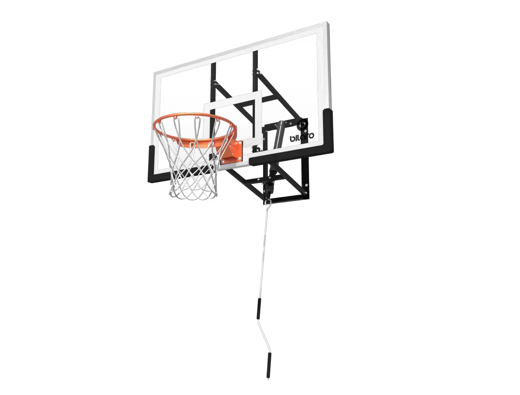 Krepšinio lenta Bilaro Montana Class X 136x80cm, 6mm grūdintas stiklas, su lanku ir tinkleliu