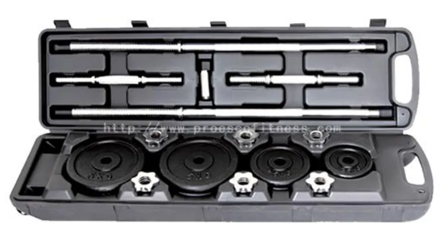 Surenkamo hantelio-štangos komplektas su 160cm grifu Prove 50kg (lagamine)