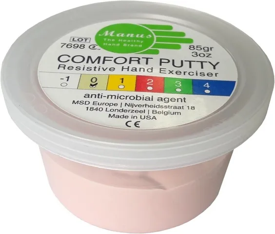 manus-comfort-putty-02-090102-manus-comfort-putty-85g-level-0-tan_1_2 Ergoterapinė masė MVS Comfort Anti-bakterinė 57g-Kreminė (Extra Soft)
