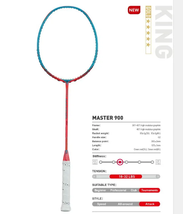 master_900_kawasaki_badmintono_raket_ Profesionali badmintono raketė Kawasaki Master 900 3u