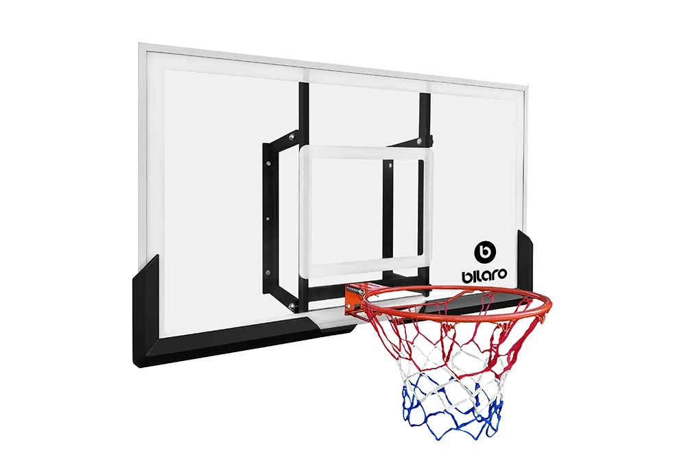 Krepšinio lenta Bilaro Omaha Class 136x80cm, 8mm grūdintas stiklas, su lanku ir tinkleliu