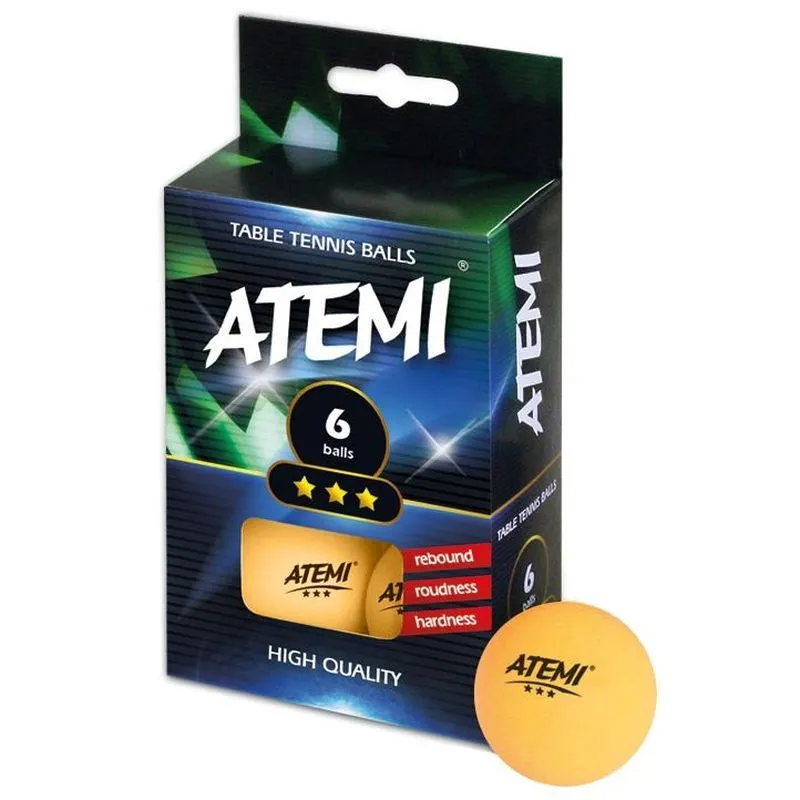 Stalo teniso kamuoliukai Atemi 3* 6vnt./pak. orange