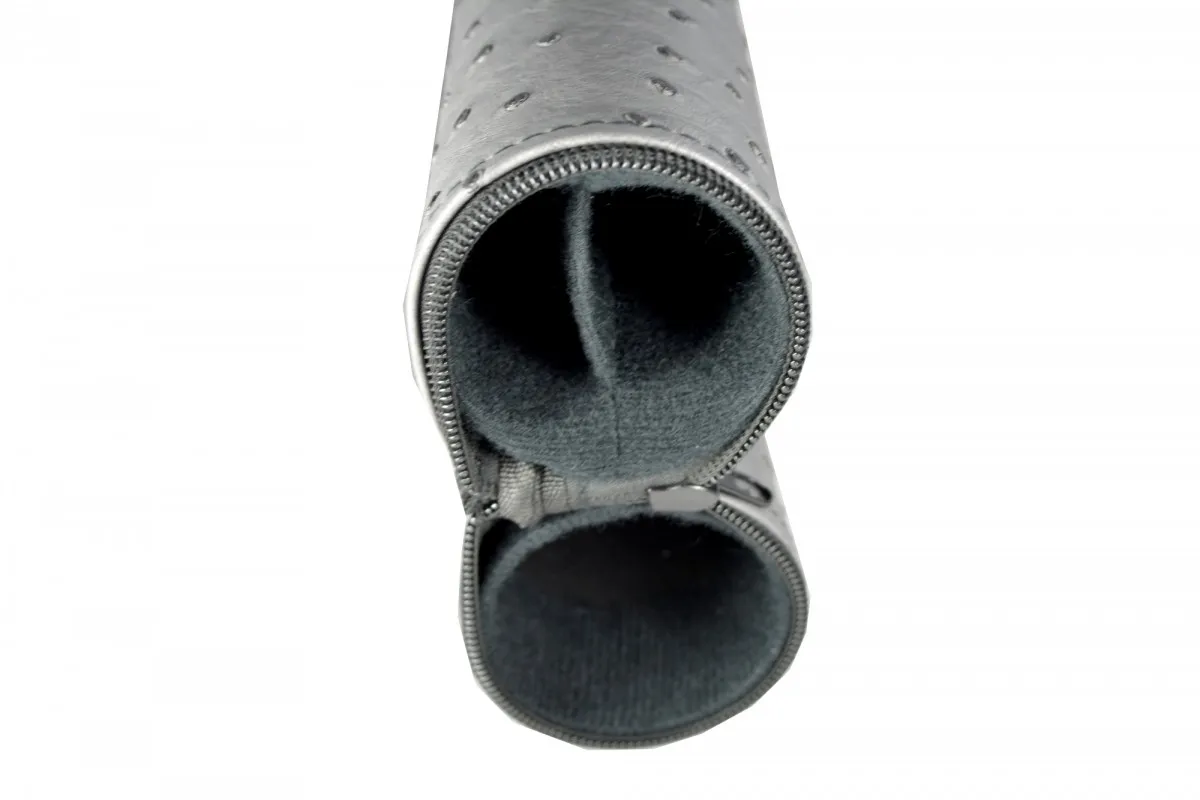 Biliardo lazdos dėklas 2 dalių lazdai, stručio pilkumo spalvos , apvalus